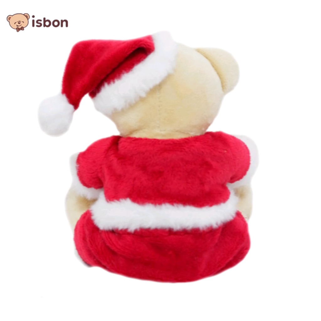 Boneka beruang natal baju merah topi santa joint bear8-istana boneka