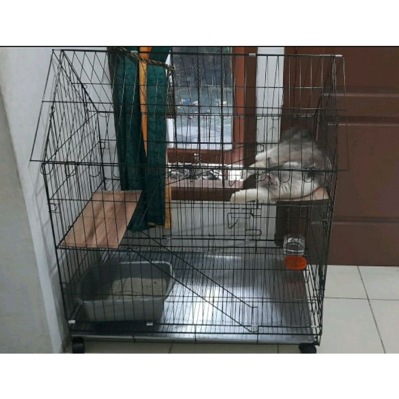 Kandang Kucing Tingkat 2 Jumbo Atap Rumah