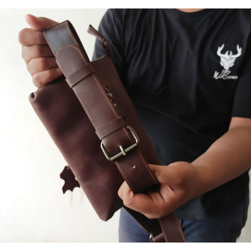 Tas Waistbag Wr.Leather 100% Kulit Sapi Asli