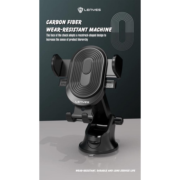 LENYES CR123 CAR Holder Car mount tempel Dasbor atau Kaca Mobil meja Kuat Kokoh penyangga dudukan HP mobil 360 rotasi original