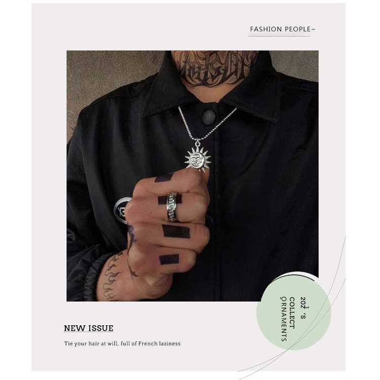 Hip hop retro Apollo liontin Sun Moon kalung trendy Lingkaran dan kreatif kalung pasangan kalung