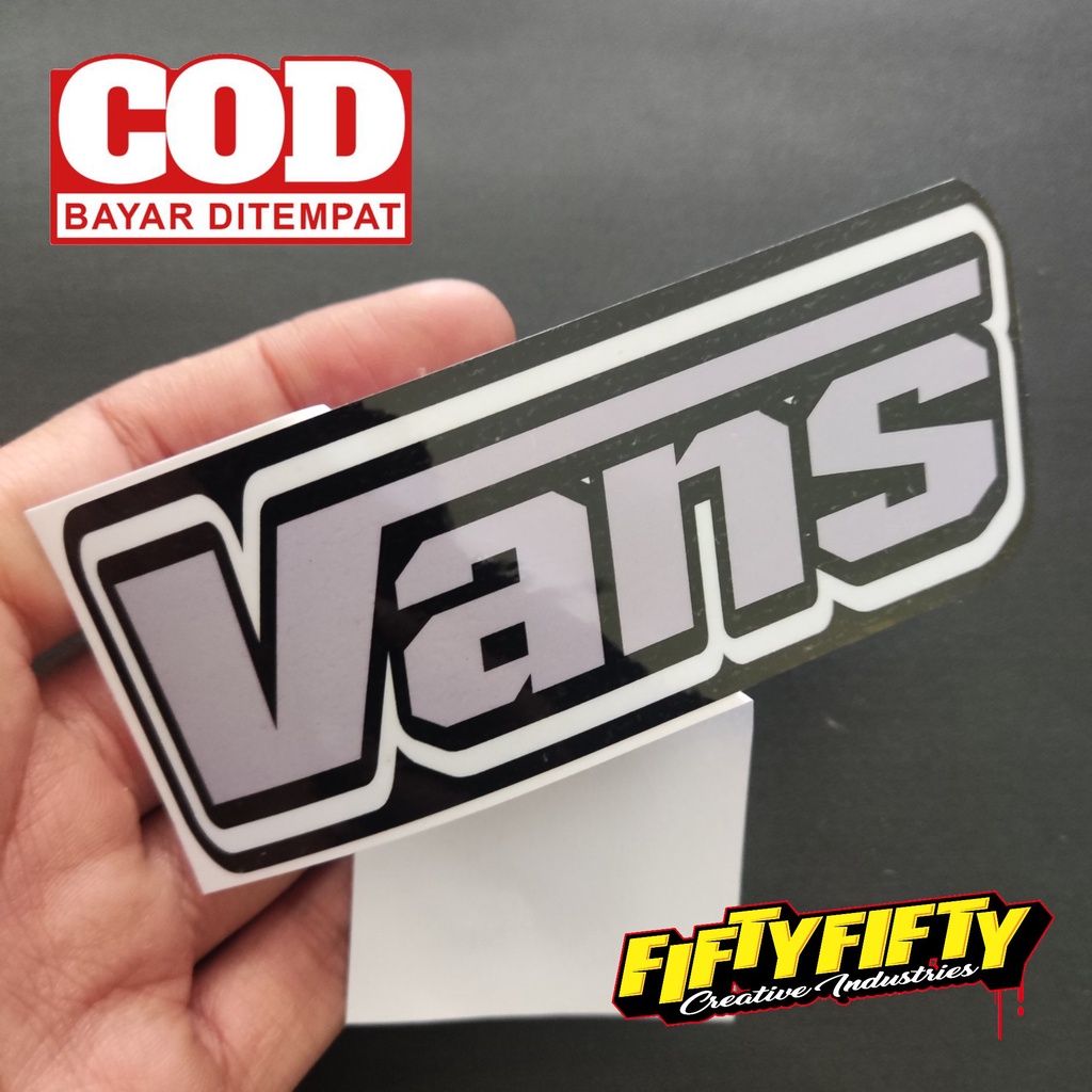 Stiker Print Cut VANS Stiker Printing Laminasi Glossy Stiker Motor Mobil Helm Sudah Membentuk Pola Desain