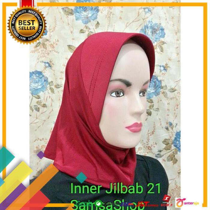 NEW.. INNER JILBAB/BERGO PENDEK/JILBAB PENDEK/JILBAB INSTAN COKLAT TUA KOPI - MERAH ..TERMURAH