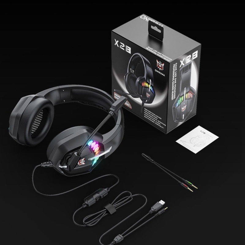 Zzz X28 Headset Gaming Surround Sound 7.1 Noise Canceling Dengan Mic + Lampu RGB