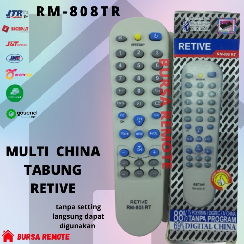 REMOTE MULTI TV TABUNG KHUSUS CINA-CH 808RP untuk berbagai merk tv china