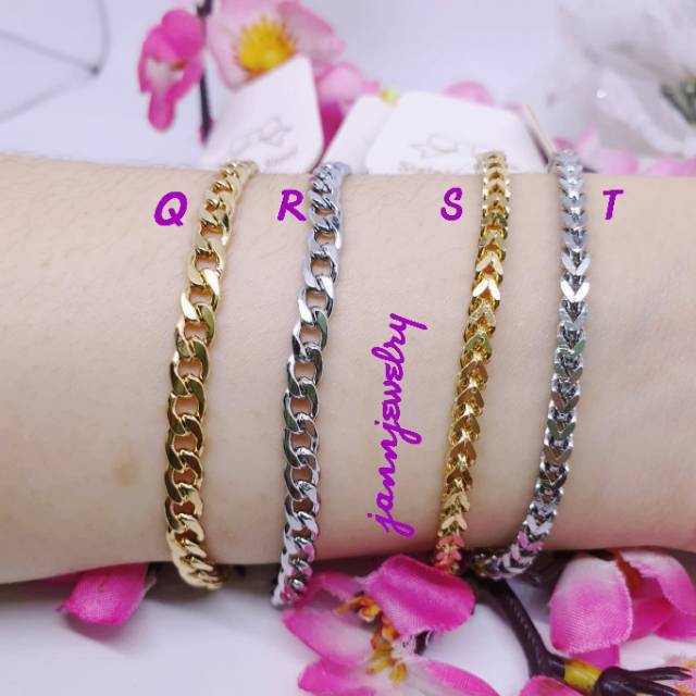 jannjewelry - gelang paper clip titanium anti karat uk17-20Cm