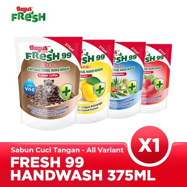 Bagus Fresh 99 Antibacterial Hand Wash Sabun Cuci Tangan Pouch 375 ml - All Variant