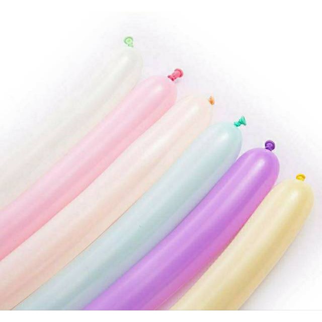 BALON LATEX PENTIL PASTEL / TWIST BALLOON SOFT MUDA DEKORASI / BALON LATEX PANJANG PASTEL / MIX