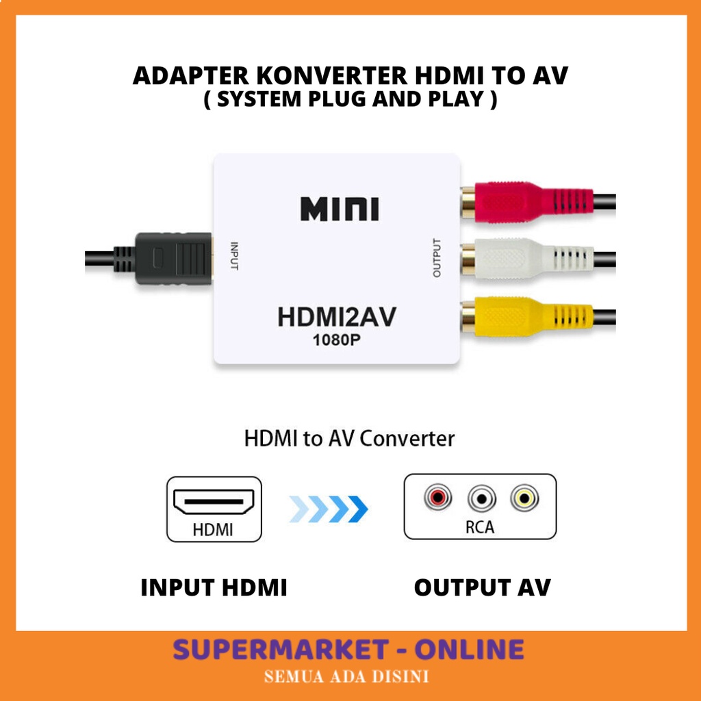 Adapter Konverter Converter HDMI2AV HDMI To AV HDMI Ke AV Dan AV2HDMI AV To HDMI AV Ke HDMI Sistem P