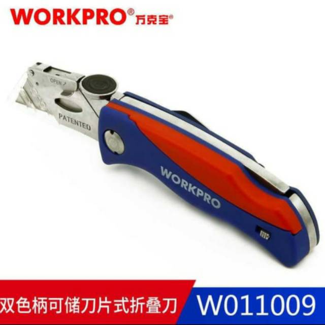 WORKPRO Pisau Lipat Cutter EDC Biru Merah - W011009