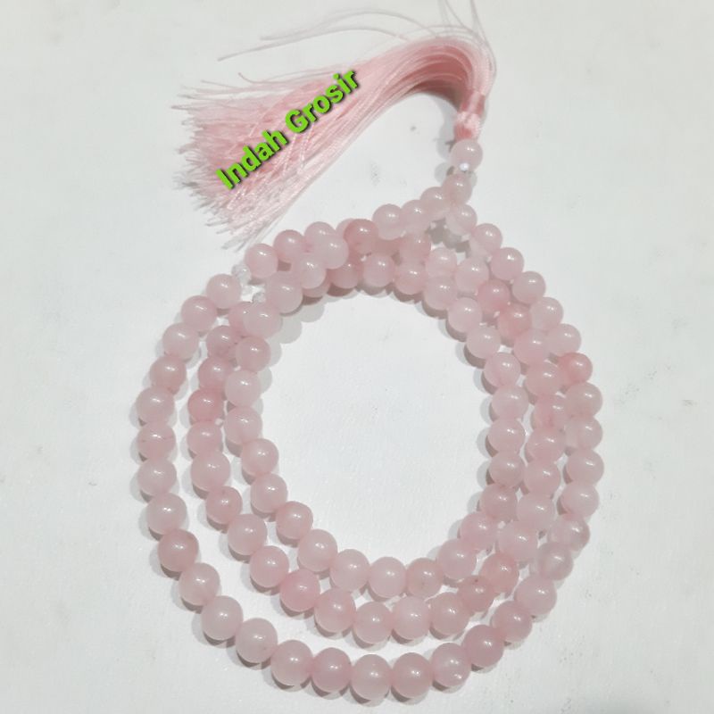 TASBIH Kalung BATU ROSE QUARTZ 6MM 99BUTIR ATAU 99BUTIR  ORIGINAL