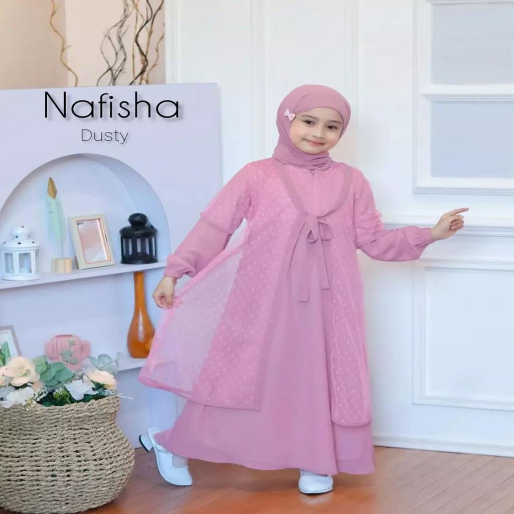 Big Sale Mamanda Saleha Gamis Anak / Pakaian Muslim Anak Nafihsa Kids+Pasmina / Fashion Muslim Anak Umur 9 - 12 Tahun Gamis anak terbaru