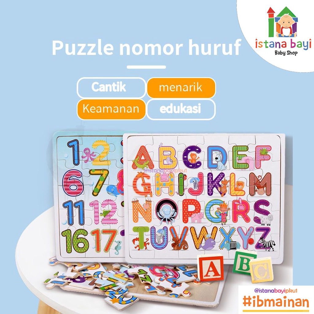 Mainan Anak Puzzle Kayu Number / Abjad - Mainan Edukasi Anak - Wooden Toys