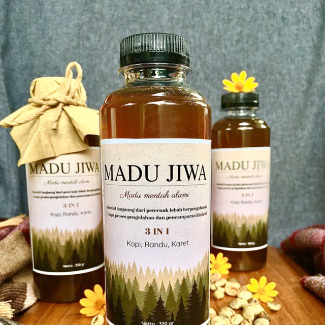

[TERBAIK] Madu Jiwa - Madu Mentah Alami Murni Asli - RAW HONEY - Nektar Kopi Randu Karet 3 IN 1