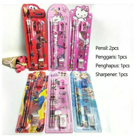 

Set Alat Tulis Sekolah 5 in 1 Karakter Lucu / Mini Stationery Set