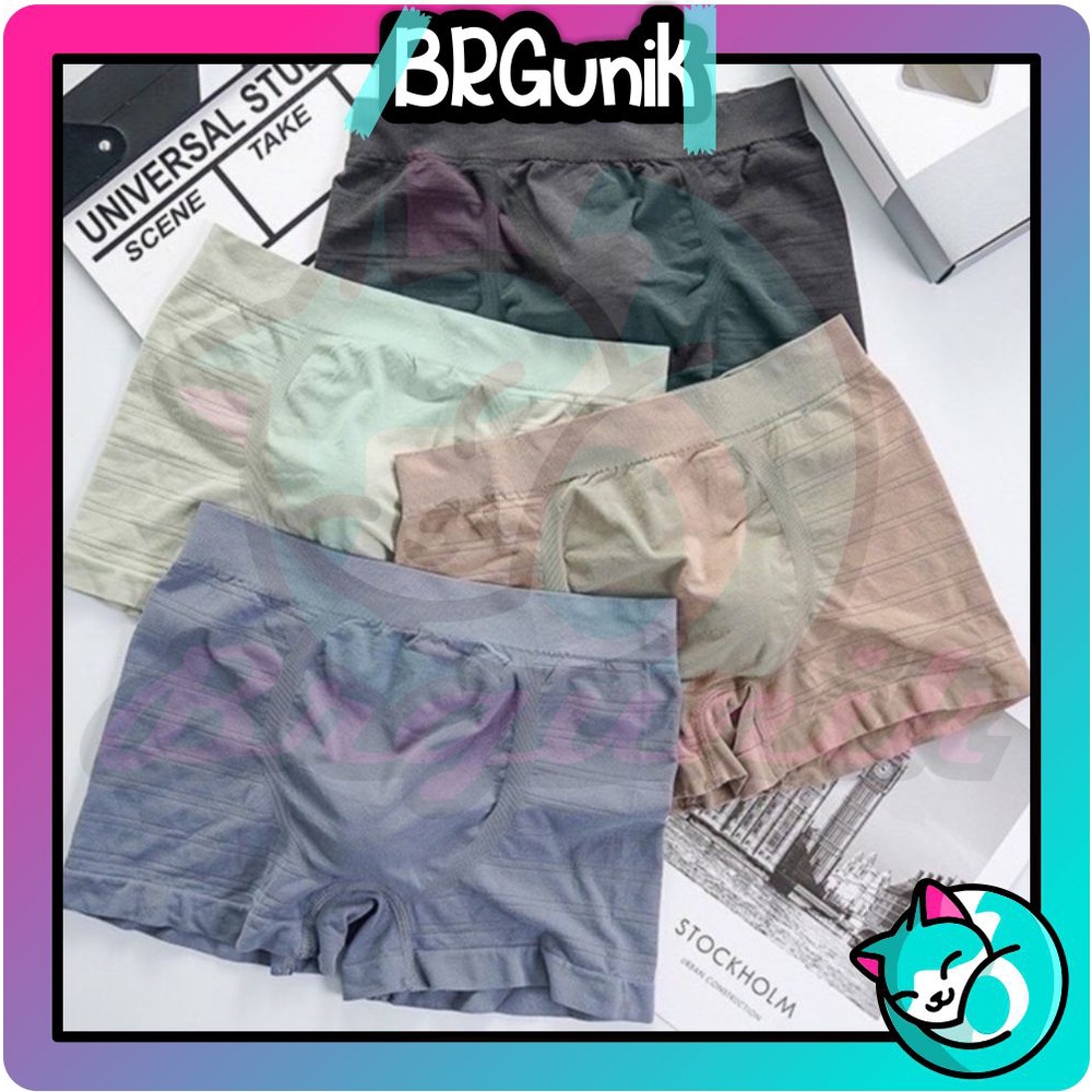 BRGUNIK Celana Dalam Pria Boxer Polos Melar Import Murah B061