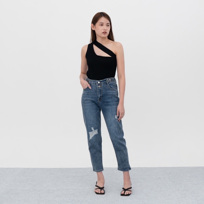 VIERLIN - Jeans 6005 - BOYFRIEND RIPPED JEANS HW