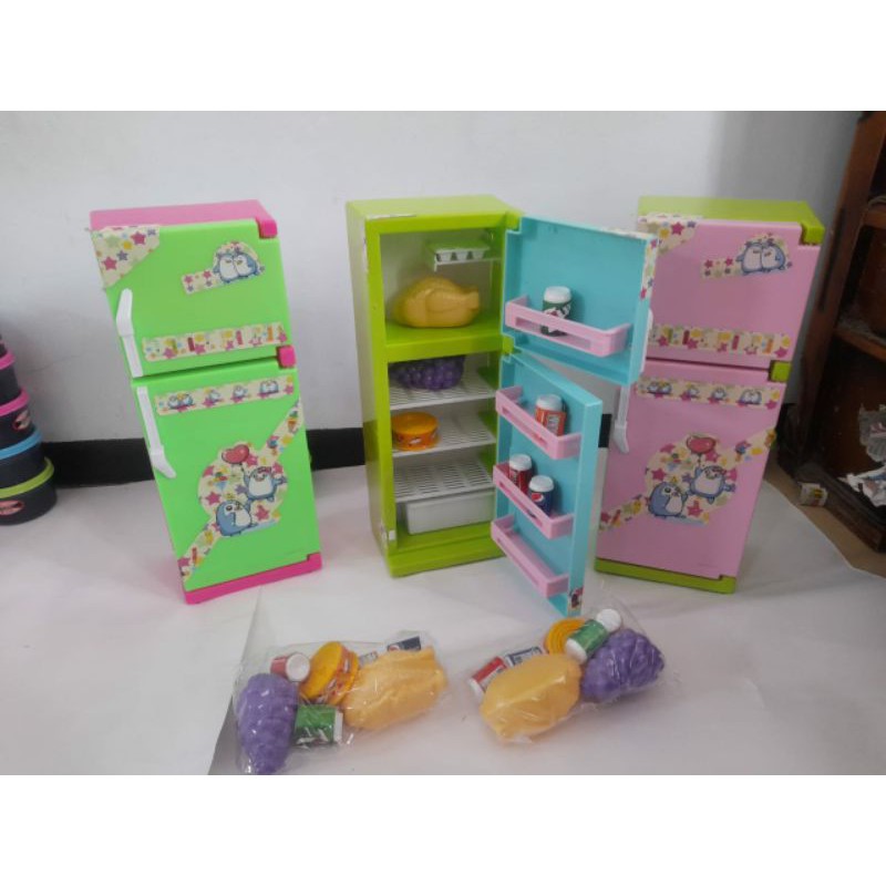 kulkas mainan anak lengkap dengan sayur mainan dapur anak