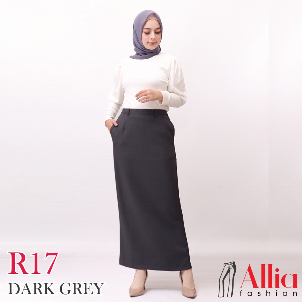 ALLIA R17 DARK GREY M - 7L - ROK SPAN WANITA - ROK SPAN JUMBO - ROK SPAN PANJANG WANITA