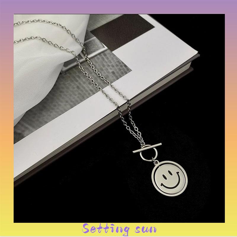 Fashionable Simple Smile Pendant Hip Hop Pria dan Wanita Kalung TN