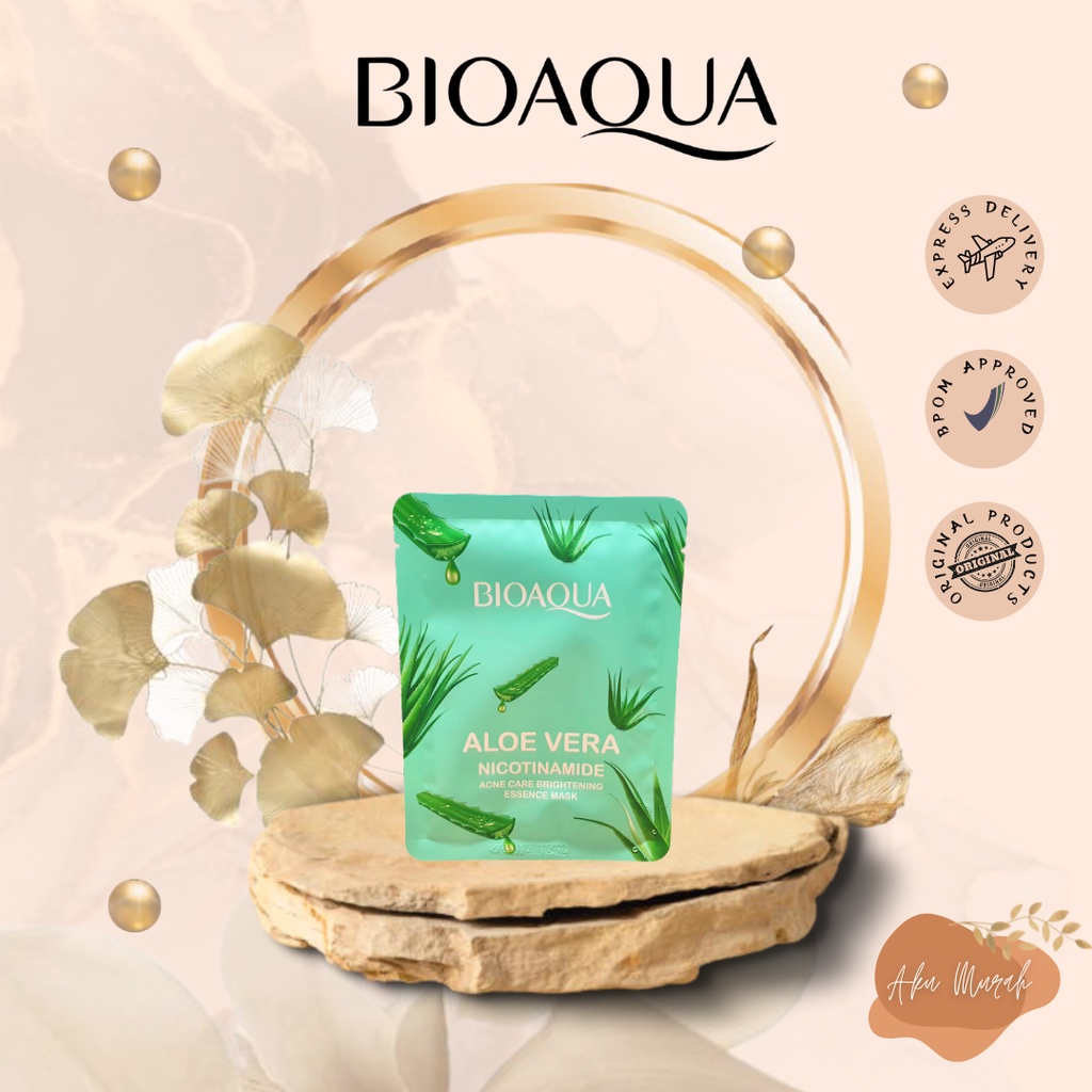 ✨ AKU MURAH ✨Bioaqua Aloe Vera Nicotinamide Acne Care Brightening Essence Mask 25gr / Masker Wajah SACHET