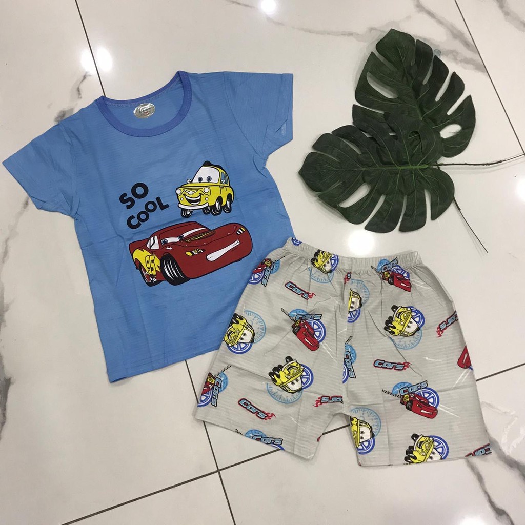 GROSIR Piyama pendek baju tidur anak cowok import motif cars