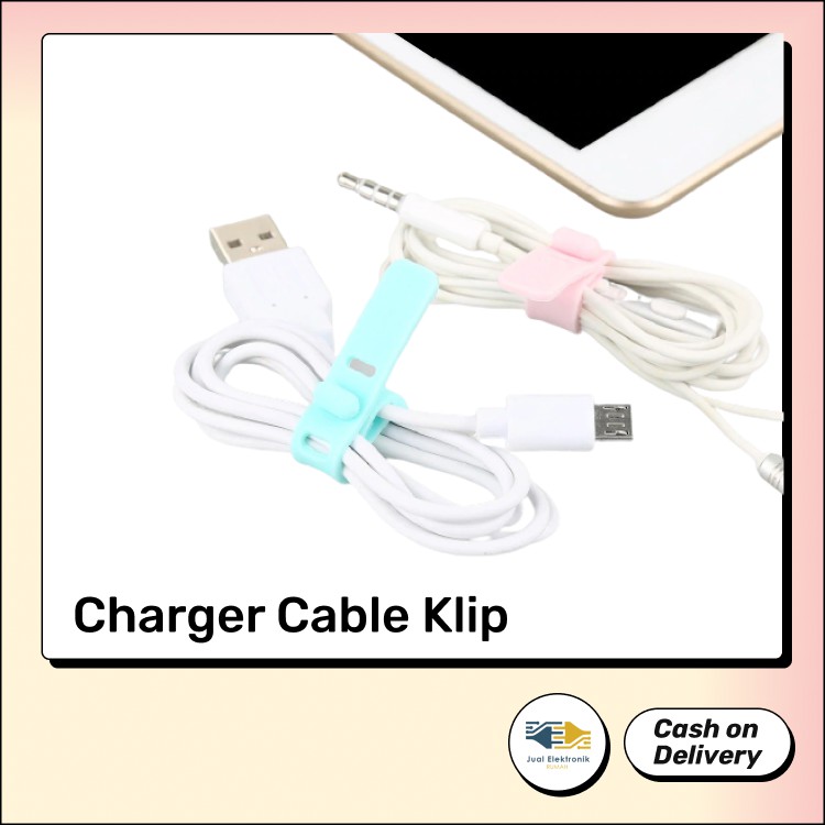 Pengikat Kabel Penggulung Cable KLIP KABEL POLOS Klip Charger Hp Universal