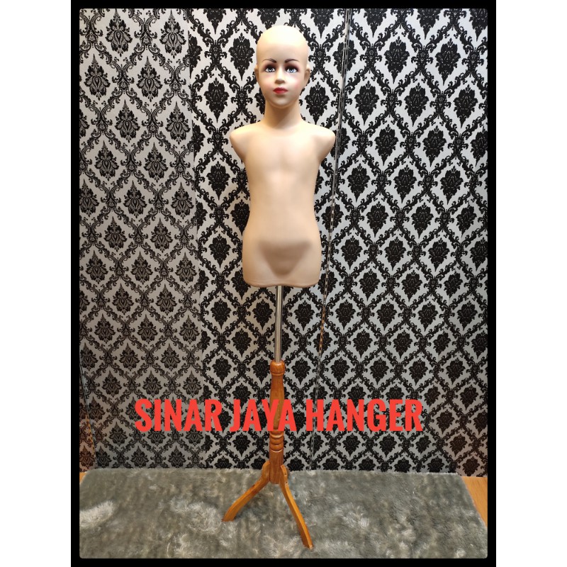 Manekin torso anak L tanggung Umur 5-8 tahun botak + kaki kayu