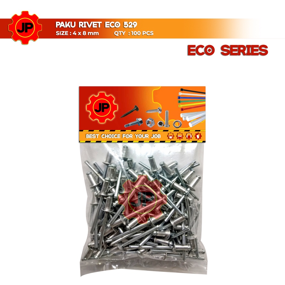 PAKU RIVET ECO 529 100 PCS 4 x 8 MM BLIND RIFET TEMBAK ALUMINIUM