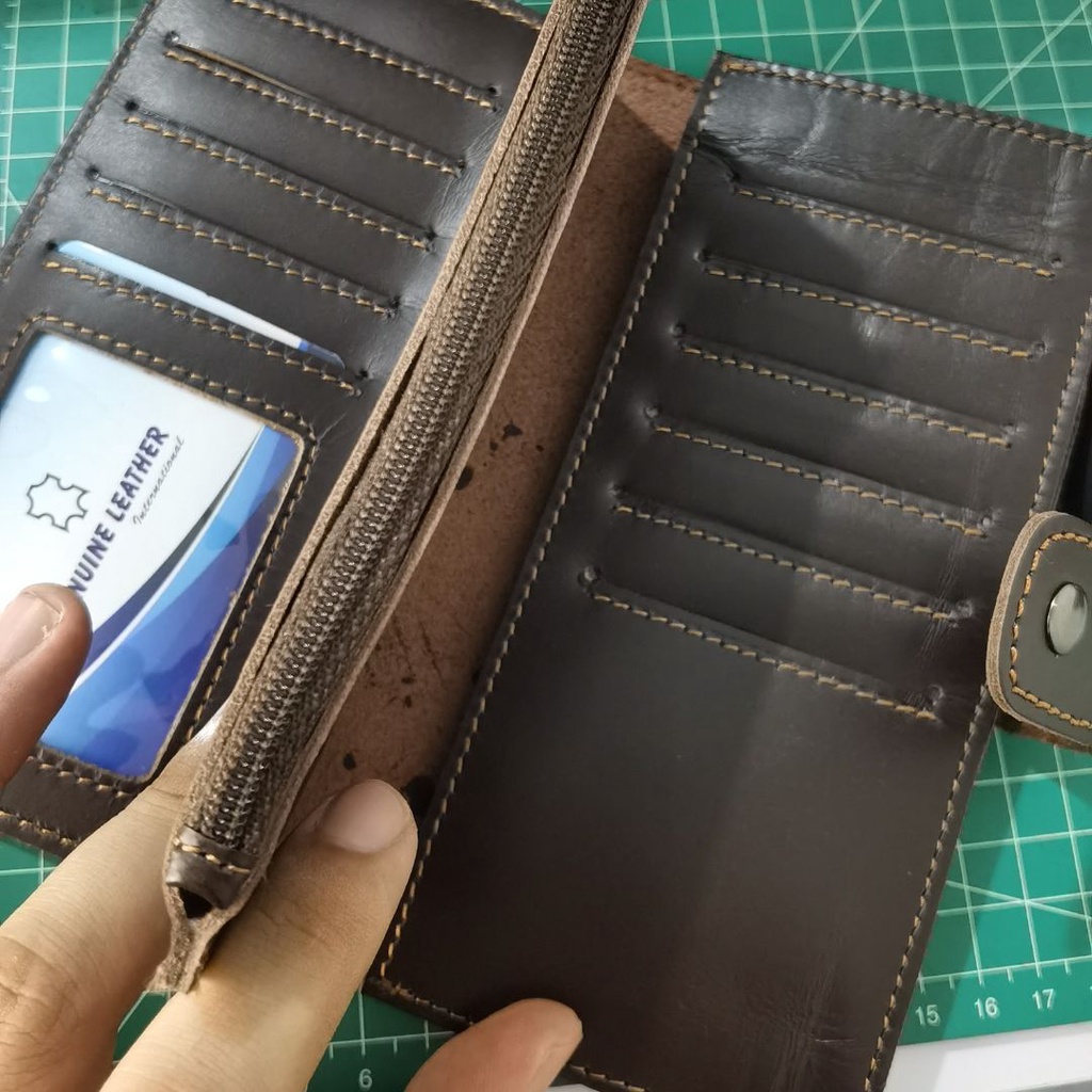 Dompet Panjang kancing kulit asli type SHIBA