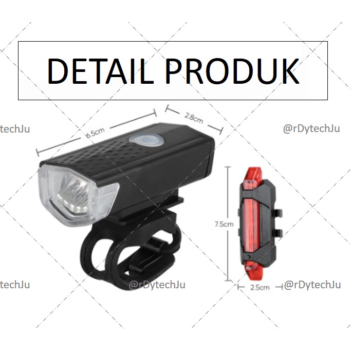 Lampu Sepeda / Lampu Belakang Sepeda LED Recharge USB Waterprof