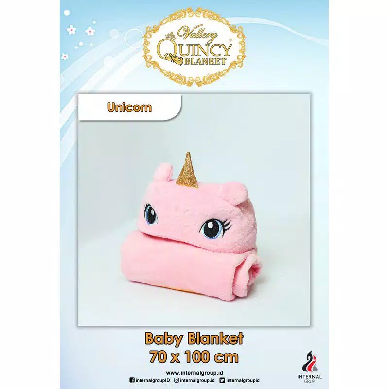 Selimut Bayi Topi Baby Blanket Hood Vallery Quincy : UNICORN