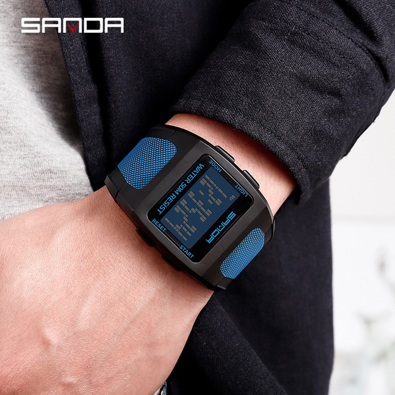 SANDA 222 Jam Tangan Pria Digital Sport EL Backlight Tali Rubber Anti air WATCHKITE WKOS