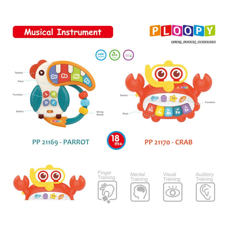 PLOOPY MUSICAL INSTRUMENT PARROT 18M+ / PP21169 (MAINAN BABY)