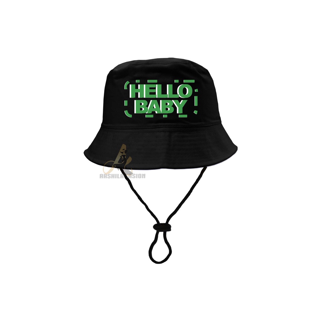 Topi Bucket Hat anak sablon Hallo Baby/Bucket Sablon Hallo Baby 2-8 tahun