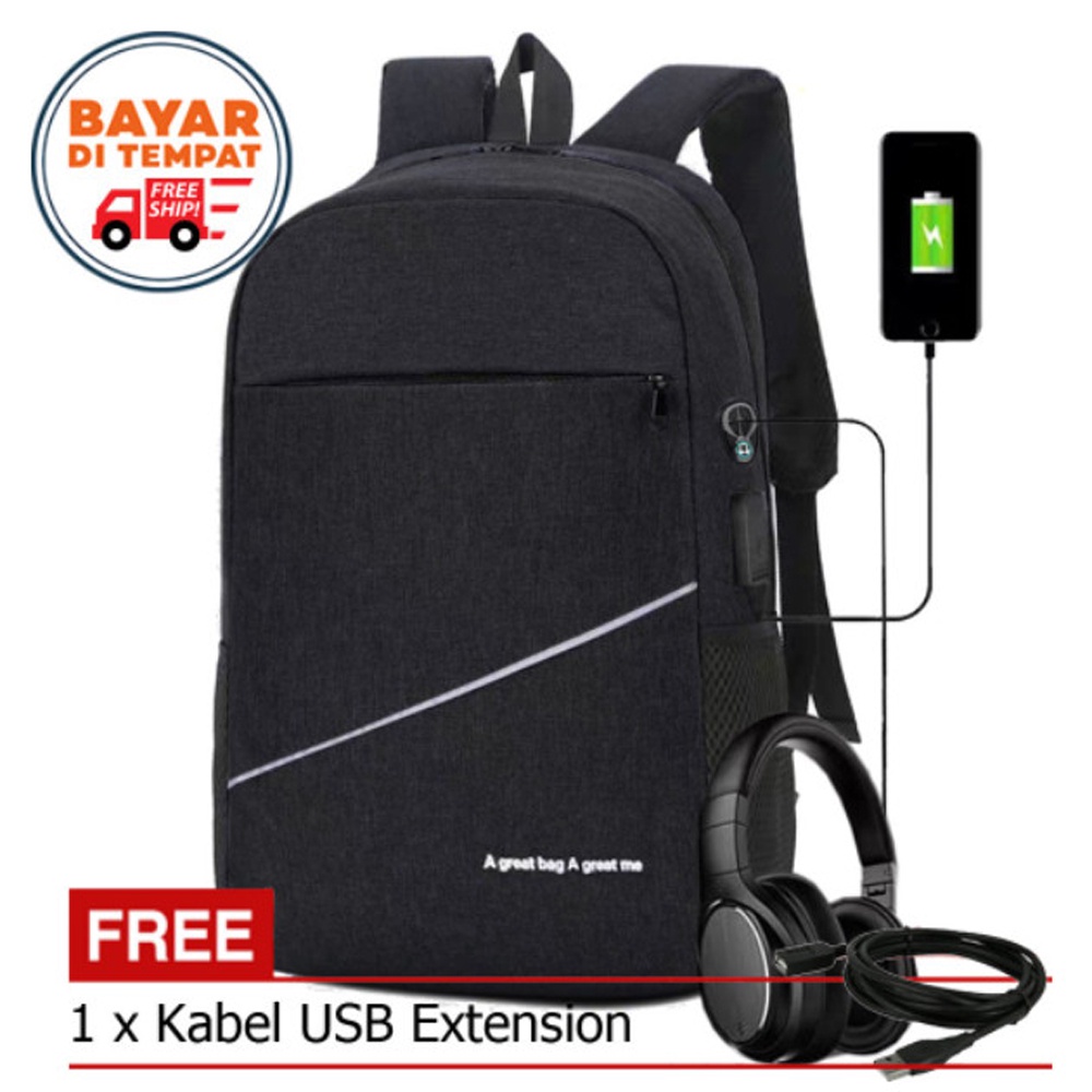 SHOPEE 6.6 SUPER SALE!! Tas Ransel Sekolah Backpack Laptop Casual JS-9012 Tas Ransel Laptop Pria dan Wanita Tas Sekolah SMP SMA dan Kuliah Tas USB + Raincover