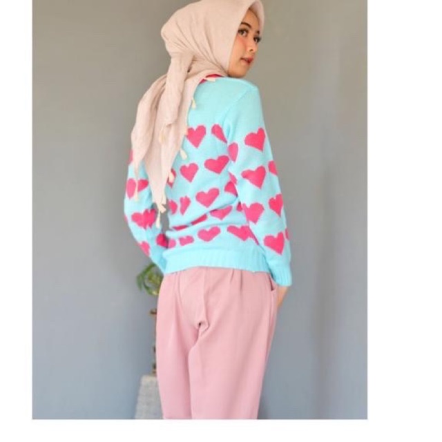 Love Collar Sweater / Sweater Korea / Sweater Rajut