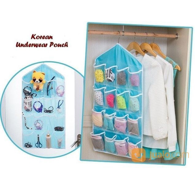 Tas gantung /storage bag gantung 16kantung/pouch gantung/korean underware storage (Kimiko Official)