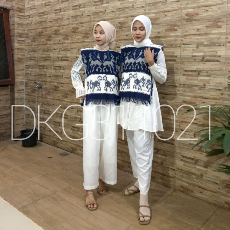 Vest tenun troso, rompi ethnic motif blue sumba