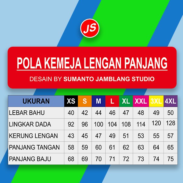 Pola Jiplak Kemeja Pria Dewasa Lengan Panjang 8 In 1 Pola Baju Jamblang Studio Shopee Indonesia