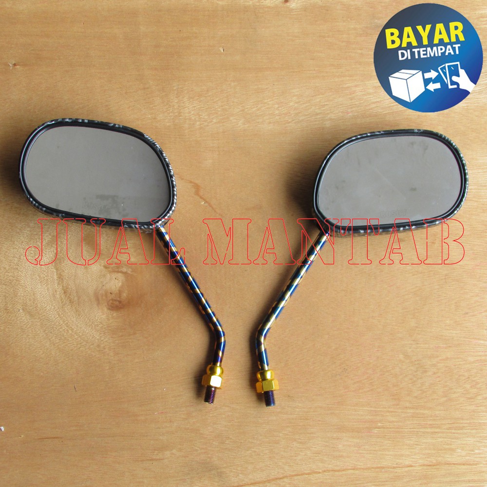 Spion Motor Model Mio Variasi Aksesoris Spion Karbon Model Mio Carbon Hight Quality Untuk Yamaha Tangkai Panjang XXX Pelangi Modif Thailook Tangkai Blue Gold XXX Karbon Murah
