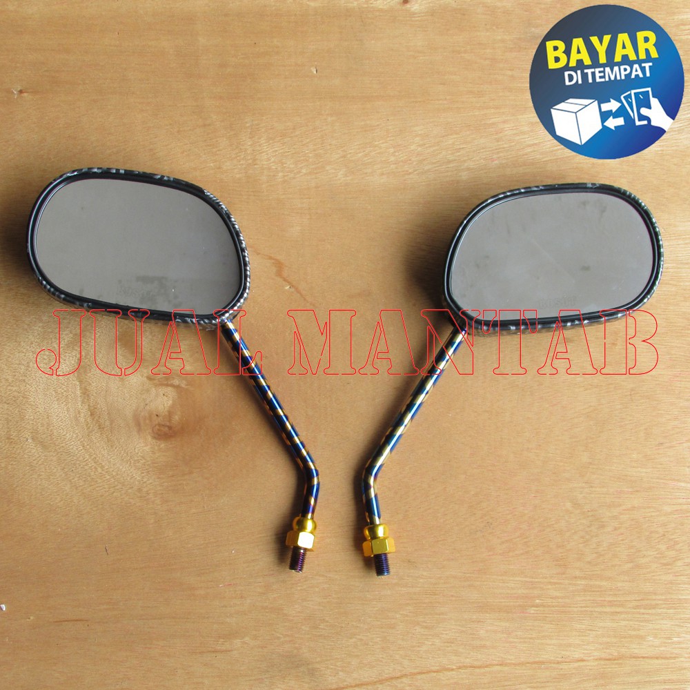 Spion Motor Model Mio Variasi Aksesoris Spion Karbon Model Mio Carbon Hight Quality Untuk Yamaha Tangkai Panjang XXX Pelangi Modif Thailook Tangkai Blue Gold XXX Karbon Murah