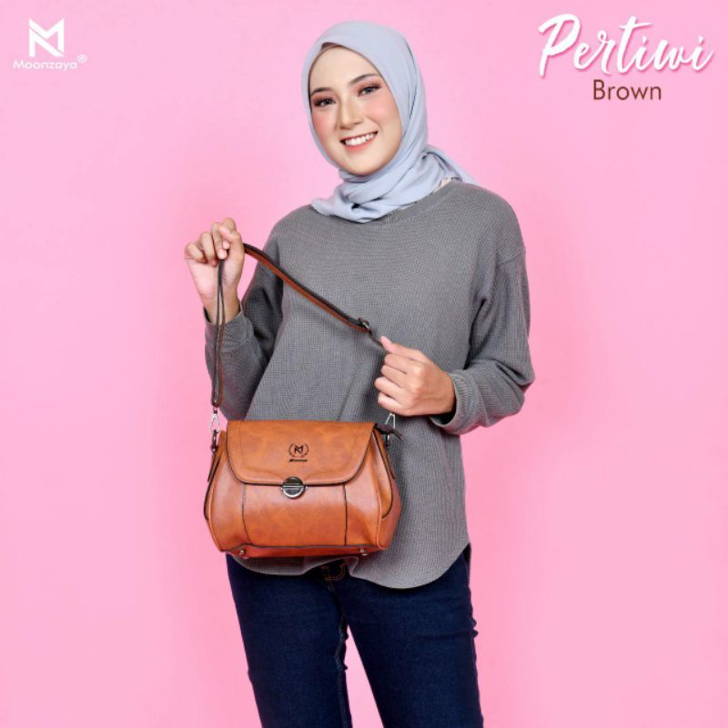 Tas Pertiwi Moonzaya Selempang Darkbrown Brown Camel