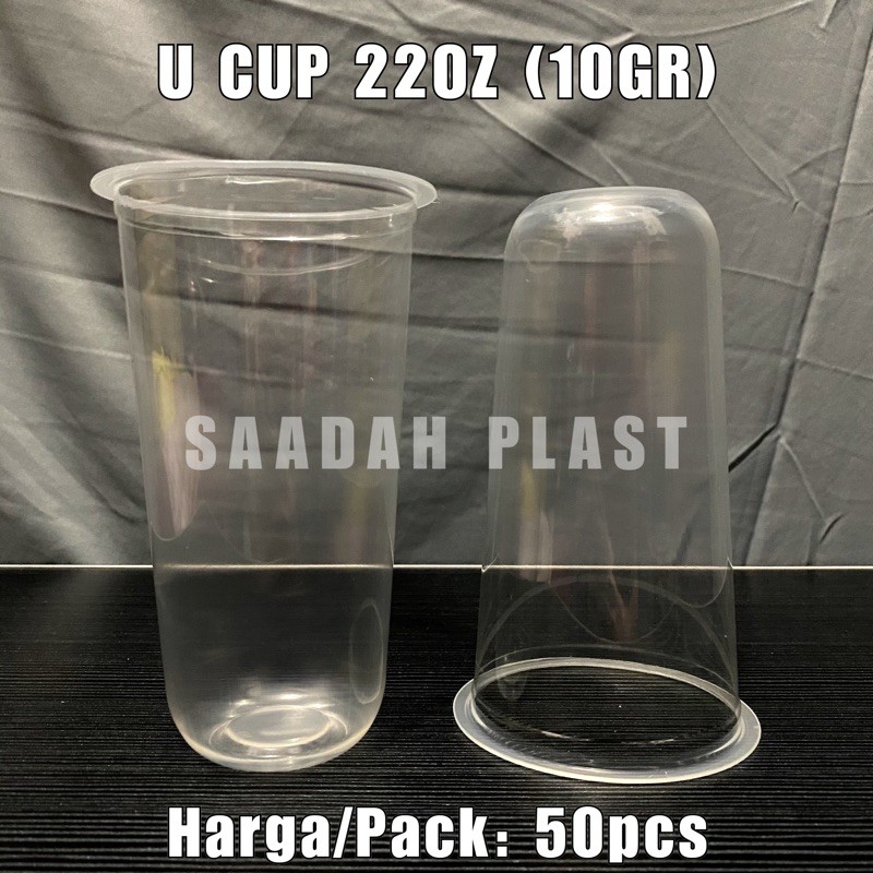 (ISI 50) Gelas Oval 22oz / U Cup Tebal Bahan PP