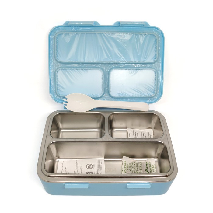 [READY] Lunchbox Yooyee Bentgo 627 Stainless Sekat 3 Kotak Bekal Bpa Free - Biru LIMITED