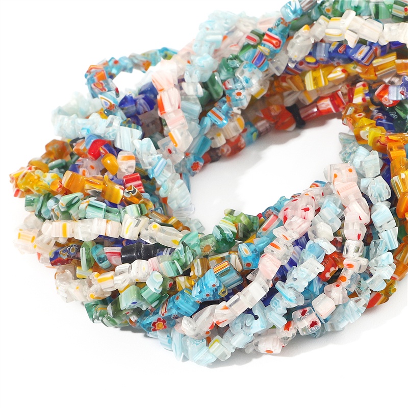 Sekitar 4-9mm 80cm Panjang Manik-Manik Kerikil Tidak Teratur Lampwork Manik-Manik Kaca Spacer Beads Untuk Membuat Perhiasan DIY Aksesoris