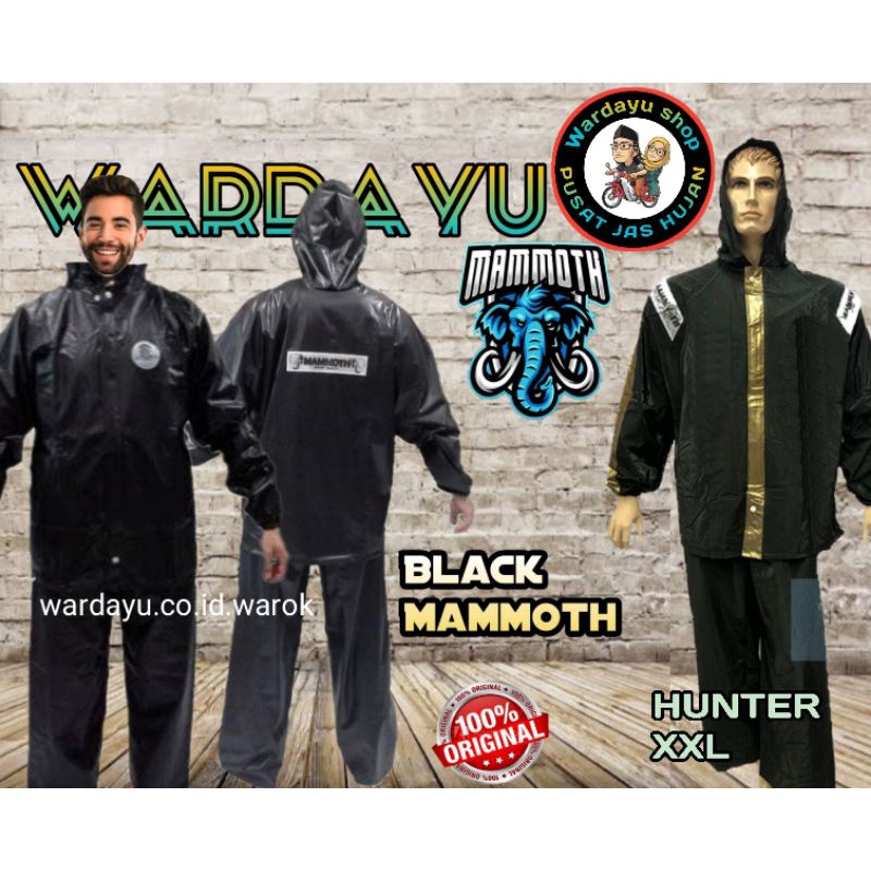 Jas Hujan Jaket Celana Pria Wanita Dewasa Black MAMMOTH by PENGUIN Termurah Jumbo Raincoat Hitam HUNTER Tebal Kuat Awet / Mantel Remaja Cewek Cowok Terbaru Murah Berkualitas TERLARIS Harga Grosir