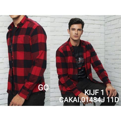 gos KIJF CARDINAL KEMEJA SLIMFIT Pakaian Atasan Pria Hem Casual Santai Motif Original Lengan Panjang