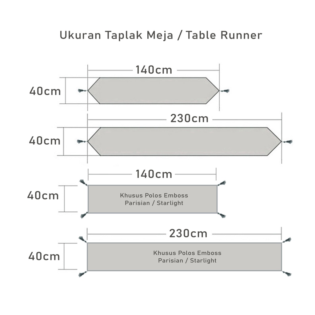 Taplak Meja Elegant &amp; Denim 140x40cm dan 230x40cm Elegance Luxury Table Runner