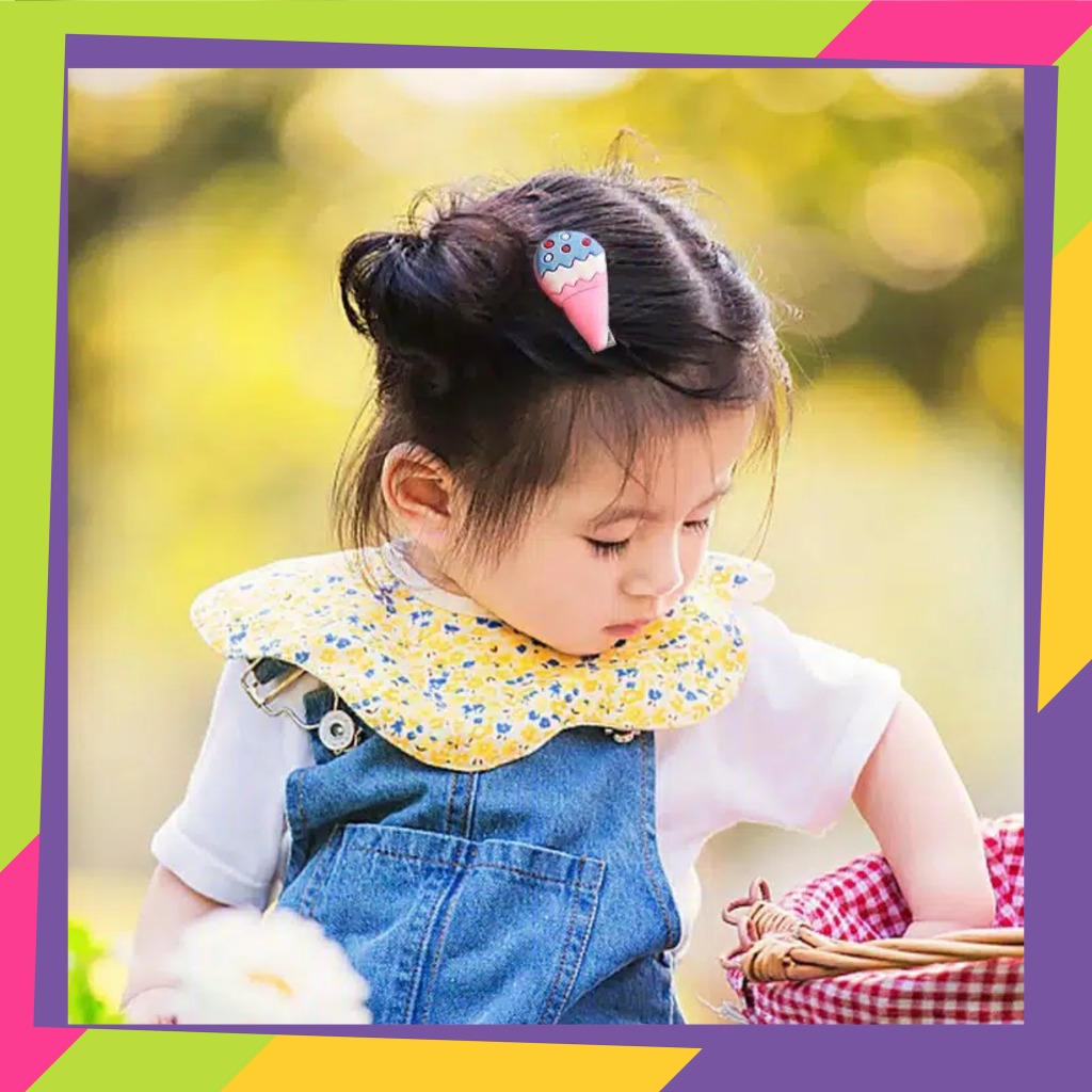 1253D1 / Set klip jepit rambut kartun / Unicorn / Pelangi / Es krim
